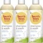 Burt's Bees Baby Shampoo and Wash Set, Fragrance Free, 2-in-1 Natural Origin Plant Based Formula for Sensitive Skin, Hypoallergenic, Tear-Free, Pediatrician Tested, Travel Size, 12 Fl Oz (Pack of 3)