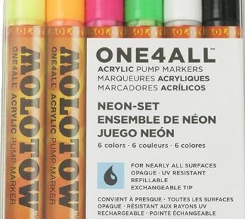 MOLOTOW ONE4ALL Acrylic Paint Marker Set, 6 Neon Colors, 1.5mm Extra Fine (200.466)