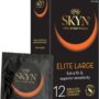 SKYN Elite Large Non-Latex Lubricated Condoms, Comfortable and Smooth Lubricated Condoms, Triple Tested (Pack of 12)