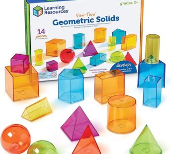 Learning Resources View-Thru Geometric Solids – Classroom Must Haves, Teacher Supplies, Geometry Set, Pattern Blocks, Homeschool, 3d School Shapes For Teaching, Math Manipulatives Essentials