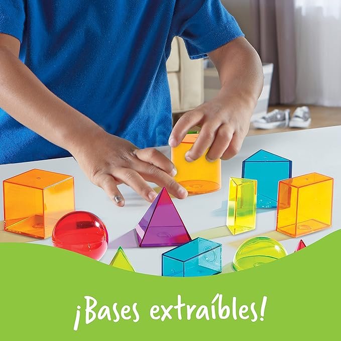 Learning Resources View-Thru Geometric Solids - Classroom Must Haves, Teacher Supplies, Geometry Set, Pattern Blocks, Homeschool, 3d School Shapes For Teaching, Math Manipulatives Essentials - Image 2