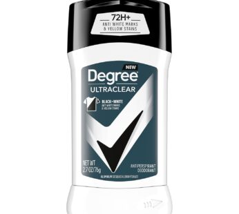 Degree Men UltraClear Antiperspirant Deodorant Black+White 72-Hour Sweat and Odor Protection Antiperspirant For Men With MotionSense Technology 2.7 oz