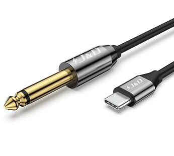 J&D USB-C to 6.35mm 1/4 inch TS Audio Cable, Gold Plated USB Type C to 1/4″ Male Mono Interconnect Aux Adapter Cable Compatible with iPhone 16/17 Series, 3.3 Feet