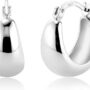 KISSPAT Sterling Silver Chunky Hoop Earrings for Women Hypoallergenic Thick Huggie Earring Wide Hoops Everyday Hoop Earrings