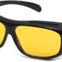 Unisex UV400 HD Night Driving Sunglasses Wrap Around Glasses Anti Glare