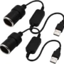 USB A Male to 12V Car Cigarette Lighter Socket Female Converter Cable 2-Pack