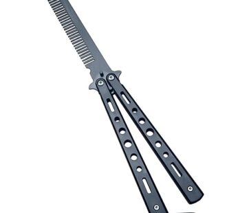 Generic New 1Pc Black Metal Practice Butterfly Comb Style Knife Trainer Tool