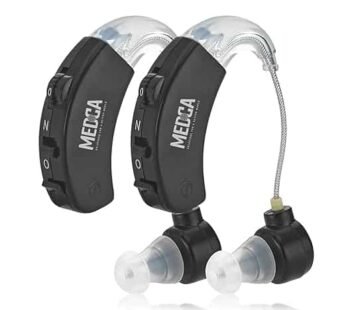 Behind the Ear Sound Amplifier – BTE Hearing Ear Amplification Device and Digital Hearing Aids for Seniors PSAD for the Hard of Hearing, Noise Reducing, Black, By MEDca