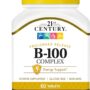 21st Century B-100 Complex Prolonged Release Tablets, 60 Count (Pack of 1), High Potency Vitamin B Complex for Nervous System, Energy Support, Includes Vitamin B1, B2, B6, Biotin & Calcium