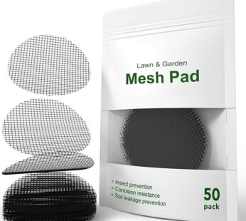 LE TAUCI Plant Pot Hole Mesh Pads, 2-Inch Round Flower Pot Drainage Covers, Prevent Soil Loss, Durable Reusable, Bonsai Bottom Grid Mat, Gardening Essentials, 50-Pack