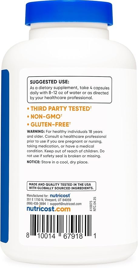 Nutricost D-Aspartic Acid (DAA) Capsules 3000mg Per Serving (180 Capsules) - Non-GMO - Image 3