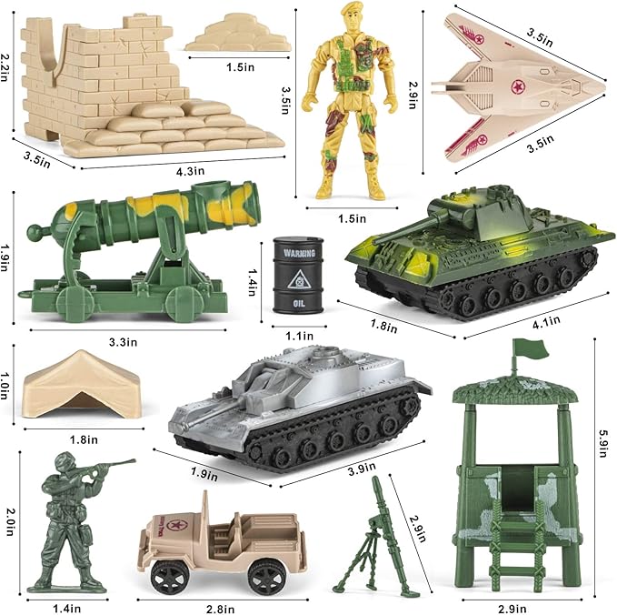 Divwa Army Men Toys for Boys 8-12, Military Soldier Army Base 160 Pcs Set Including WW2 Khaki Green Plastic and Accessories with Handbag for Kid - Image 2