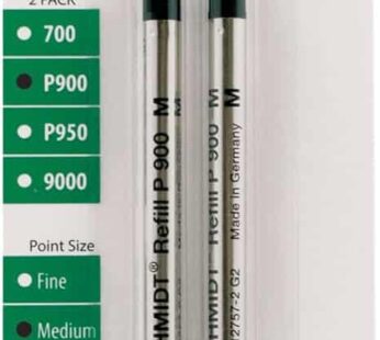Schmidt P900 Ballpoint Tc Ball Parker Style Refill Medium, Black, 2 Pack Blister (SC58135)