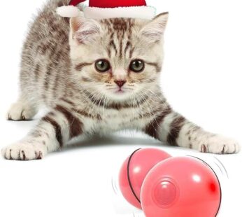YOFUN Smart Interactive Cat Toy – Upgraded 360 Degree Self Rotating Ball, USB Rechargeable Pet Toy, Build-in Spinning Led Light, Stimulate Hunting Instinct for Your Kitty (Pink)