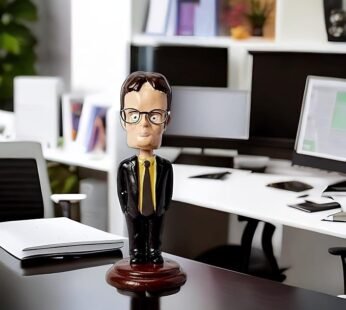 The Office: Dwight Schrute Bobblehead – Dunder Mifflin Bobble Head Figure – Funny Merch & Memorabilia – Novelty Car Dashboard Statue – TV Show Collectible Figures – Stunned Mind