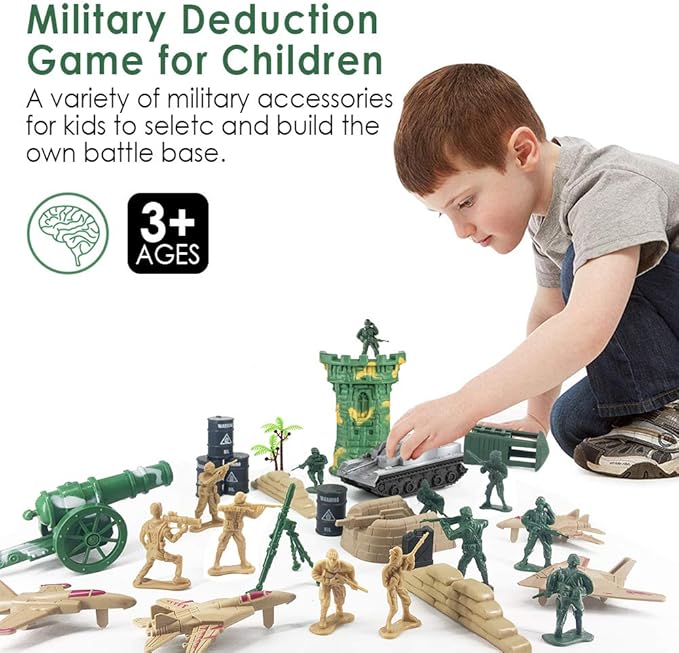 Divwa Army Men Toys for Boys 8-12, Military Soldier Army Base 160 Pcs Set Including WW2 Khaki Green Plastic and Accessories with Handbag for Kid - Image 3