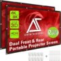 Akia Screens 120" Dual Projection Projector Screen, 16:9 Front & Rear, Portable Foldable Anti-Crease, 8K / 4K Ultra HD Ready Indoor Outdoor Home Theater Screen, AK-DIYOUTDOOR120H1.