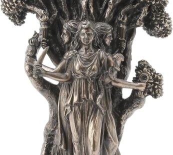 Veronese Design 7 1/4″ Triple Moon Goddess Hecate Resin Statue Antique Bronze Finish