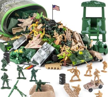Divwa Army Men Toys for Boys 8-12, Military Soldier Army Base 160 Pcs Set Including WW2 Khaki Green Plastic and Accessories with Handbag for Kid