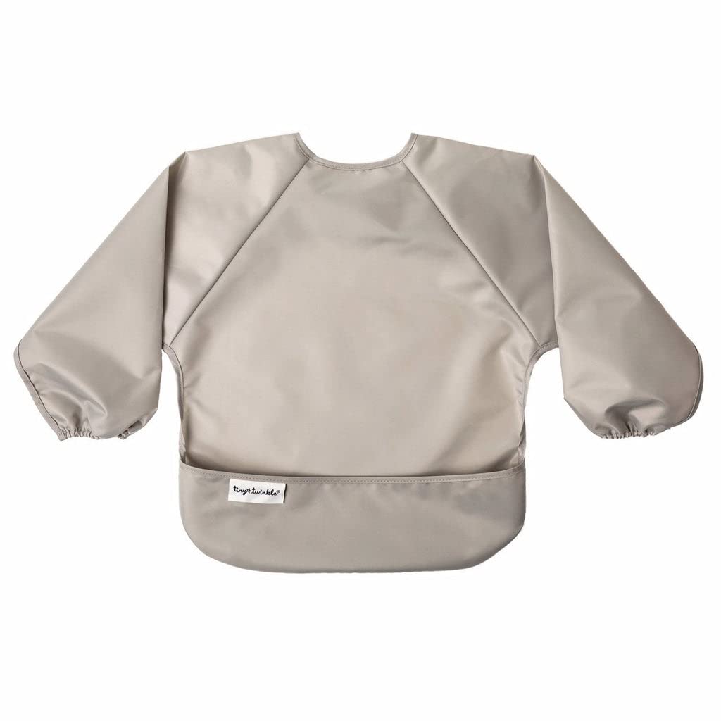 Tiny Twinkle Long Sleeve Bib for Babies & Toddlers | 2-Pack Waterproof Smock Bib for Eating | Machine Washable & Mess-Proof Feeding Essentials | Newborn Shower Gift (Grey Indigo,6?24M) - Image 4
