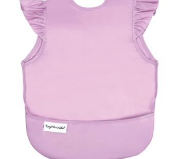 Tiny Twinkle Mess Proof Baby Bib for Girls | Waterproof Toddler Bib for Eating | Baby Apron for Feeding | Machine Washable | Perfect Shower Gift (Lilac, Small 6-24 Months)