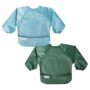 Tiny Twinkle Long Sleeve Bib for Babies & Toddlers | 2-Pack Waterproof Smock Bib for Eating | Machine Washable & Mess-Proof Feeding Essentials | Newborn Shower Gift (Slate Olive,6?24M)