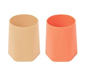 Tiny Twinkle Training Cup 2 Pack – Silicone Cups for Independent Drinking for Baby and Toddler, Baby Led Weaning Supplies Soft Open Cup For Baby (Sand, Coral)