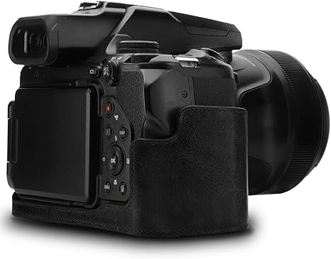 MegaGear Leather Camera Half Case & Strap Compatible with Nikon COOLPIX P1000, Ever Ready - Black - Image 4