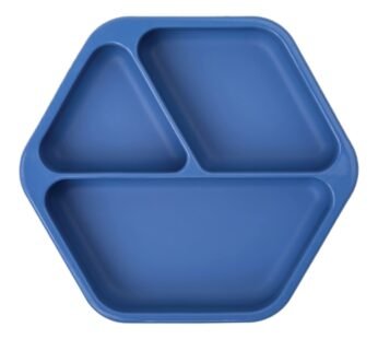 Tiny Twinkle Silicone Suction Baby Plate, Suction Grip Divided Dish for First Foods and Self-Feeding Toddlers, Baby Led Weaning Supplies for Independent Eating (Indigo Plate)