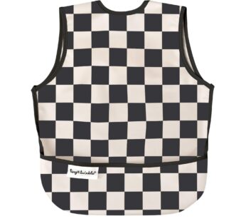 Tiny Twinkle Mess Proof Baby Bib for Boys | Waterproof Toddler Bib for Eating | Baby Apron for Feeding, Machine Washable | Perfect Shower Gift (Black Checkers, 2-4Y)