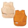 Tiny Twinkle Mess Proof Baby Bibs | 2 Pack Waterproof Toddler Bib for Eating | Baby Apron for Feeding, Machine Washable, Perfect Shower Gift (Sand Cinnamon, 2-4Y)
