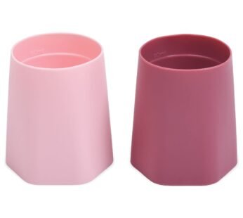 Tiny Twinkle Training Cup 2 Pack – Silicone Cups for Independent Drinking for Baby and Toddler, Baby Led Weaning Supplies Soft Open Cup For Baby (Pink, Burgundy)