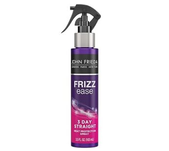 John Frieda Frizz Ease 3 Day Straight Heat Protection Spray, Keeps Hair Straight and Frizz-Free for 3 Days, Keratin-Infused Flat Iron & Styling Spray for a Smooth, Sleek Finish, 3.5 Oz