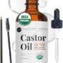 Kate Blanc Cosmetics Castor Oil Organic for Hair, Lashes, Face, Skin (2oz), 100% Pure, Cold Pressed, Hexane Free Hair Oil. Lash Serum for Thicker-Looking Eyelashes & Eyebrows