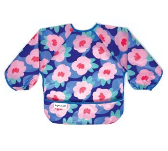 Tiny Twinkle Long Sleeve Bib for Babies & Toddlers | Waterproof Smock Bib for Eating | Machine Washable & Mess-Proof Feeding Essentials | Newborn Shower Gift (Floral Blue, 6?24M)