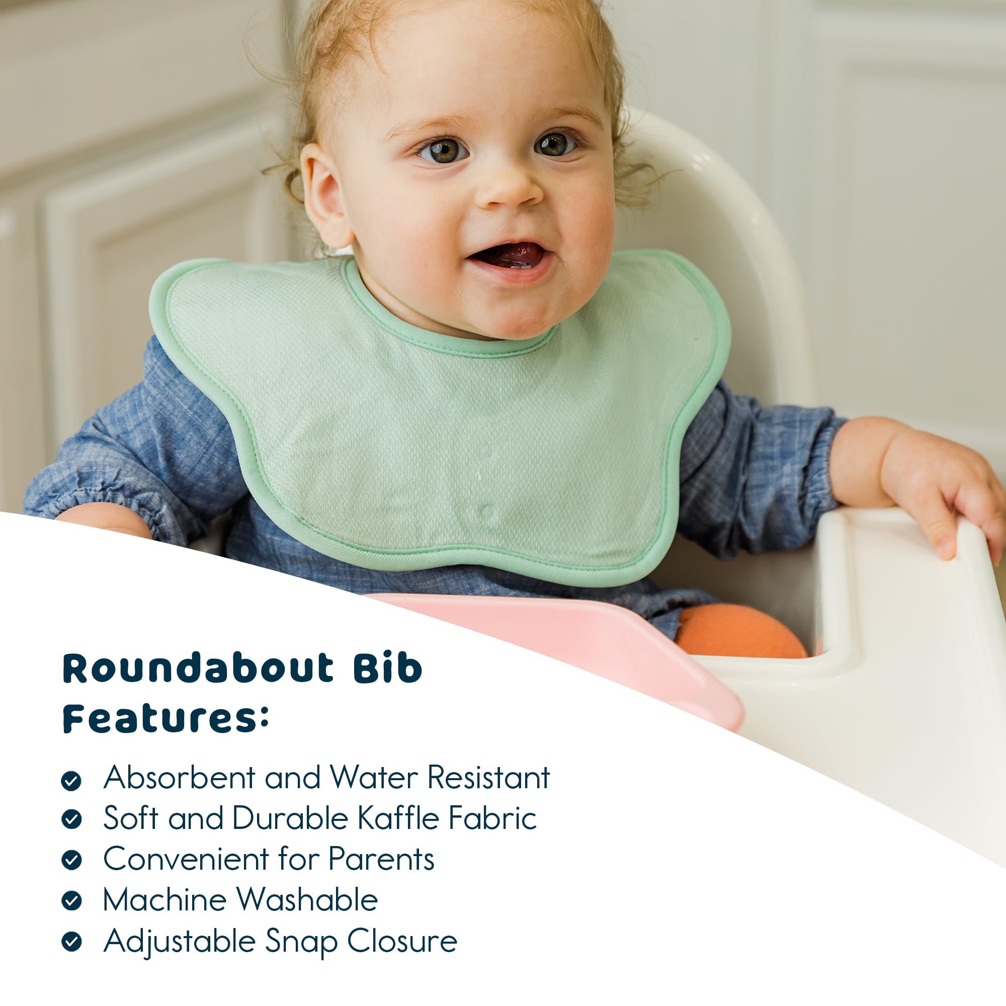 Tiny Twinkle Roundabout Drool Bibs 3 Pack - 360 Rotating Waterproof and Absorbent Teething Baby Bibs (Boy Set Sage 3-Pack) - Image 2