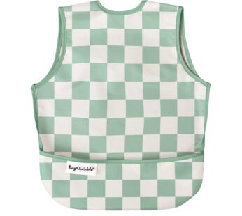 Tiny Twinkle Mess Proof Baby Bib for Boys | Waterproof Toddler Bib for Eating | Baby Apron for Feeding, Machine Washable | Perfect Shower Gift (Green Checkers, 2-4Y)