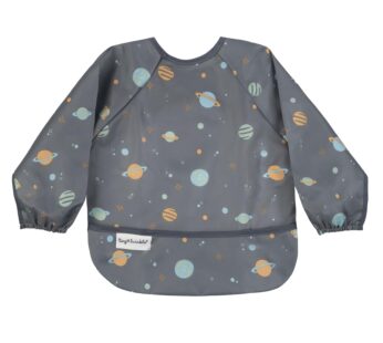 Tiny Twinkle Long Sleeve Bib for Babies & Toddlers | Waterproof Smock Bib for Eating | Machine Washable & Mess-Proof Feeding Essentials | Newborn Shower Gift (Space, 6?24M)