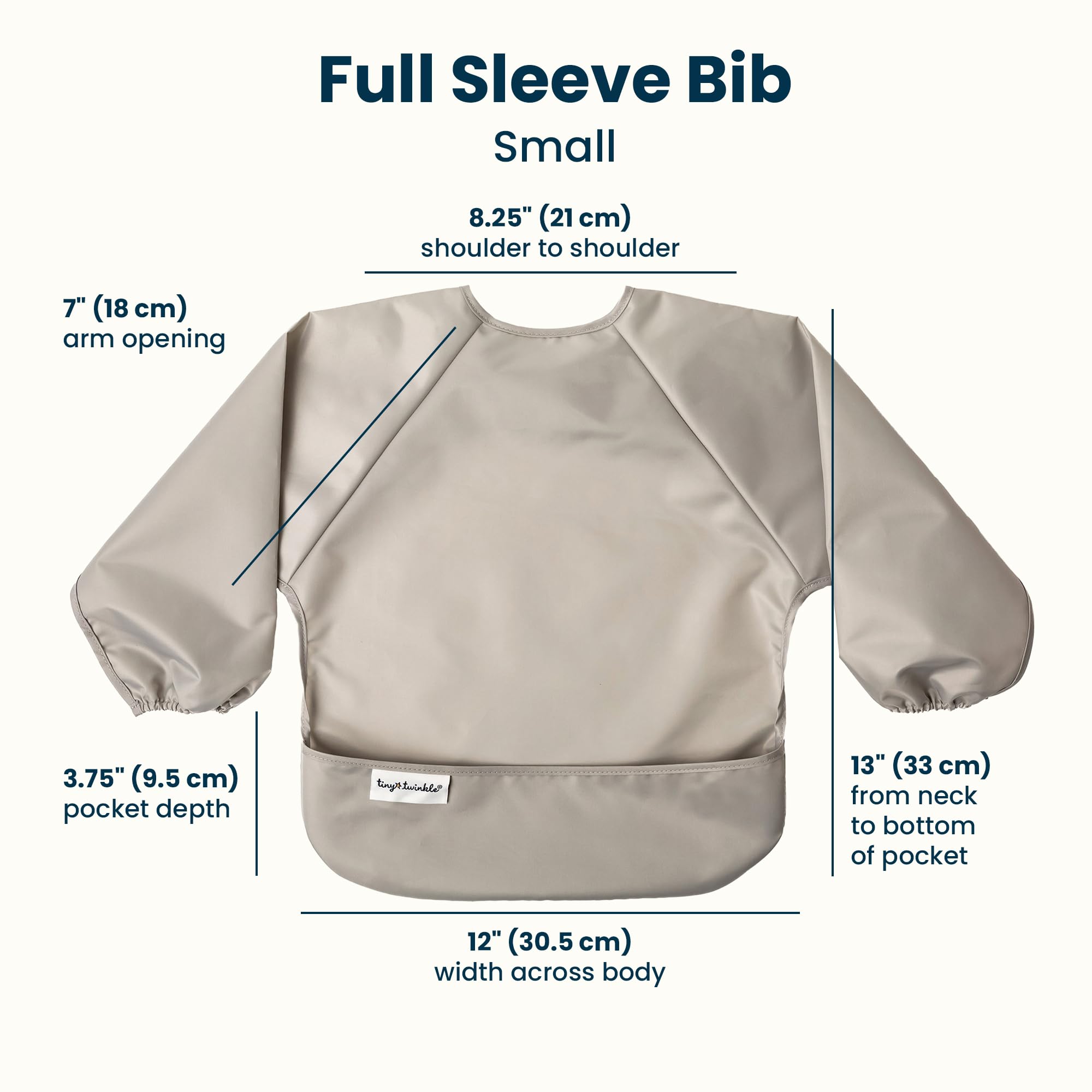 Tiny Twinkle Long Sleeve Bib for Babies & Toddlers | 2-Pack Waterproof Smock Bib for Eating | Machine Washable & Mess-Proof Feeding Essentials | Newborn Shower Gift (Grey Indigo,6?24M) - Image 7