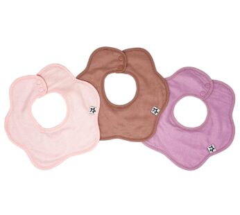Tiny Twinkle Roundabout Drool Bibs 3 Pack – 360 Rotating Water Resistant and Absorbent Teething Baby Bibs (Girl Set Pink 3-Pack)