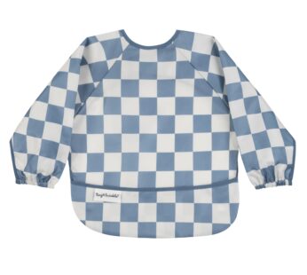 Tiny Twinkle Long Sleeve Bib for Babies & Toddlers | Waterproof Smock Bib for Eating | Machine Washable & Mess-Proof Feeding Essentials | Newborn Shower Gift (Checkers Blue, 6?24M)