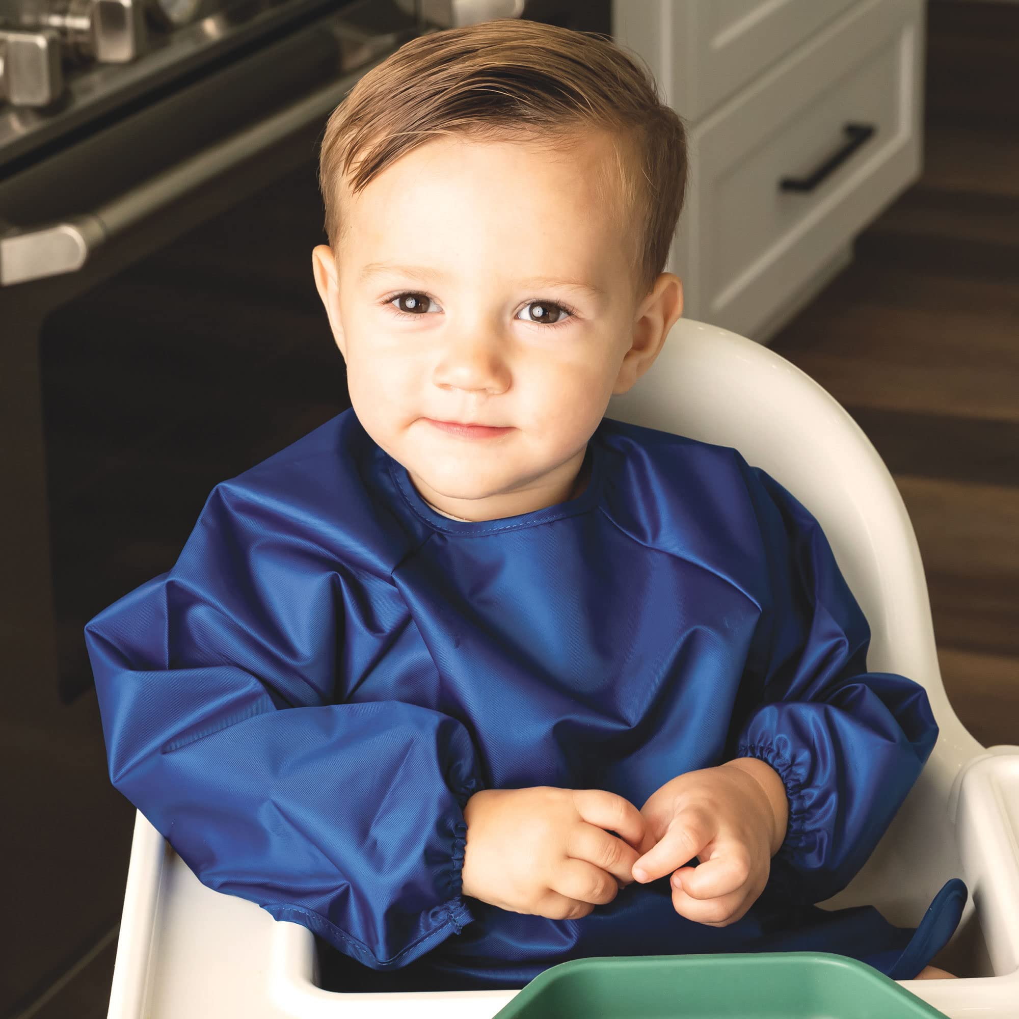 Tiny Twinkle Long Sleeve Bib for Babies & Toddlers | 2-Pack Waterproof Smock Bib for Eating | Machine Washable & Mess-Proof Feeding Essentials | Newborn Shower Gift (Grey Indigo,6?24M) - Image 5