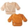 Tiny Twinkle Long Sleeve Bib for Babies & Toddlers | 2-Pack Waterproof Smock Bib for Eating | Machine Washable & Mess-Proof Feeding Essentials | Newborn Shower Gift (Sand Cinnamon,2-4Y)