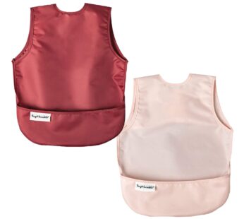 Tiny Twinkle Mess Proof Baby Bibs | 2 Pack Waterproof Toddler Bib for Eating | Baby Apron for Feeding, Machine Washable, Perfect Shower Gift (Rose Burgundy, 6?24M)