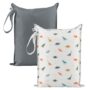 Tiny Twinkle Mess Proof Wet Bags | 2-Pack Reusable Waterproof Wet Bags for Swimsuits | Baby Clothes | Travel & Diaper Bag (Dinosaur)