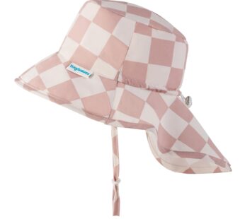 Tiny Twinkle Protective Sun Hats with Flaps for Babies & Toddlers|Lightweight Quick-Dry Hat for Beach&Swim(Beige Checkers,2-4T)