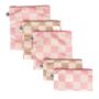 Tiny Twinkle 5 Pack Reusable Snack Bags - Machine Washable, PFAS, PVC, BPA, Phthalate-Free Reusable Baby and Toddler Food Safe Snack Bags (Checkers Pink Brown)