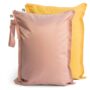 Tiny Twinkle Mess Proof Wet Bags | 2-Pack Reusable Waterproof Wet Bags for Swimsuits | Baby Clothes | Travel & Diaper Bag (Taupe, Dandelion)