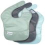Tiny Twinkle Mess-Proof Baby Bibs for Eating | Waterproof, Wipeable Toddler Bibs with Catch-All Pocket | Feeding Bibs for Girls & Boys(3 Pack,Sage, Charcoal)
