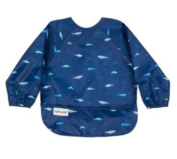 Tiny Twinkle Long Sleeve Bib for Babies & Toddlers | Waterproof Smock Bib for Eating | Machine Washable & Mess-Proof Feeding Essentials | Newborn Shower Gift (Ocean Life, 6?24M)